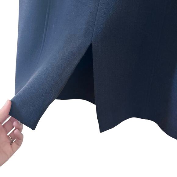 Nina Mclemore Double Face 100% Wool Crepe Dress Navy Blue Size 14 - Picture 8 of 8